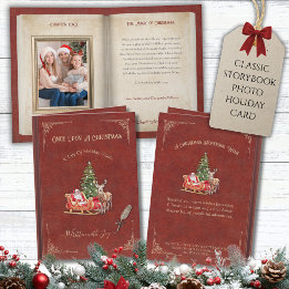 Red Classic Storybook Christmas Family Photo Holiday Card