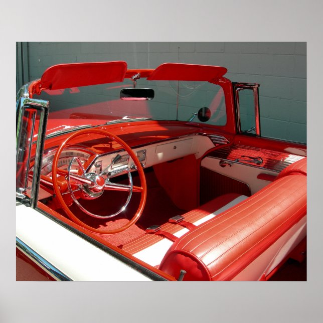 Red Classic Vintage Car Poster (Front)