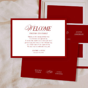 Red Classic Wedding Welcome Gift Bag Place Cards