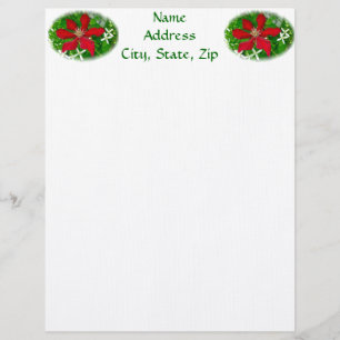 Red Clematis Merry Christmas Customized Letterhead