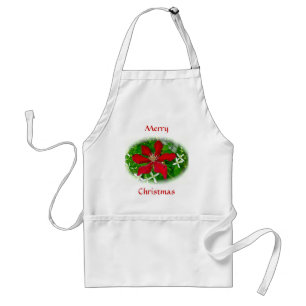 Red Clematis Merry Christmas Standard Apron
