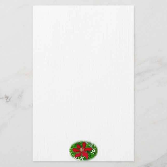 Red Clematis Merry Christmas Stationery (Front)