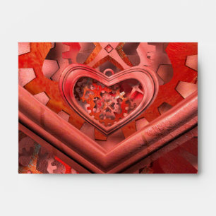red clockwork heart envelope