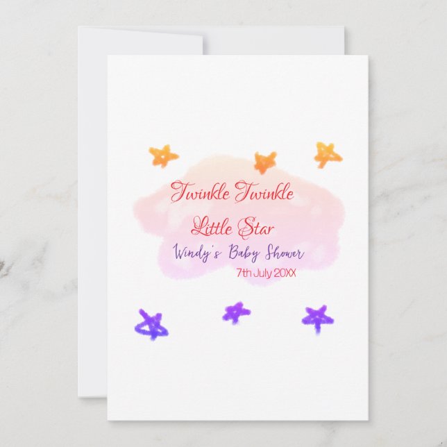 Red clouds twinkle Twinkle Little Star baby shower Invitation (Front)