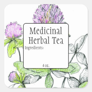 Red Clover Blank Herb Tea Blend Label Custom