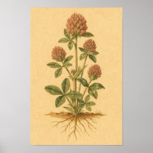 Red Clover Botanical Study – 12 x 18 Poster