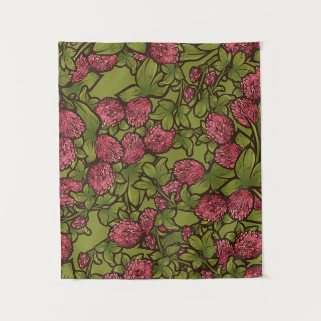 Red Clover Flower Spring Pattern Tapestry (Front)