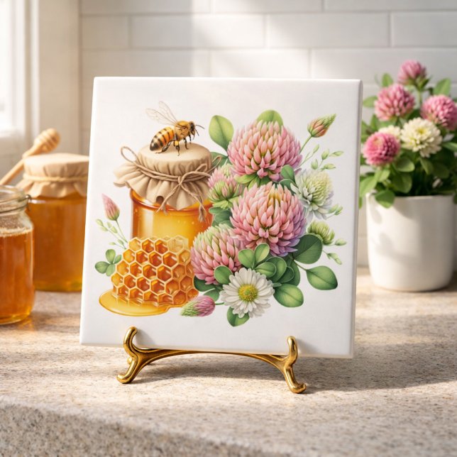 Red Clover Honey Sweet Bee Ceramic Tile (Creator Uploaded)