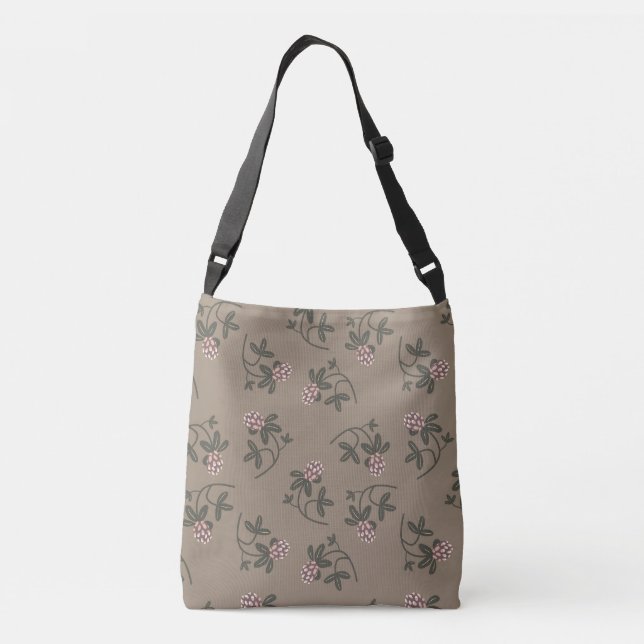Red clover pattern muted colours crossbody bag (Back)