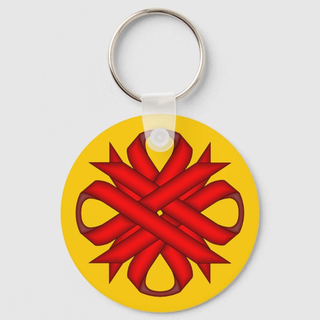Red Clover Ribbon by Kenneth Yoncich Key Ring (Front)