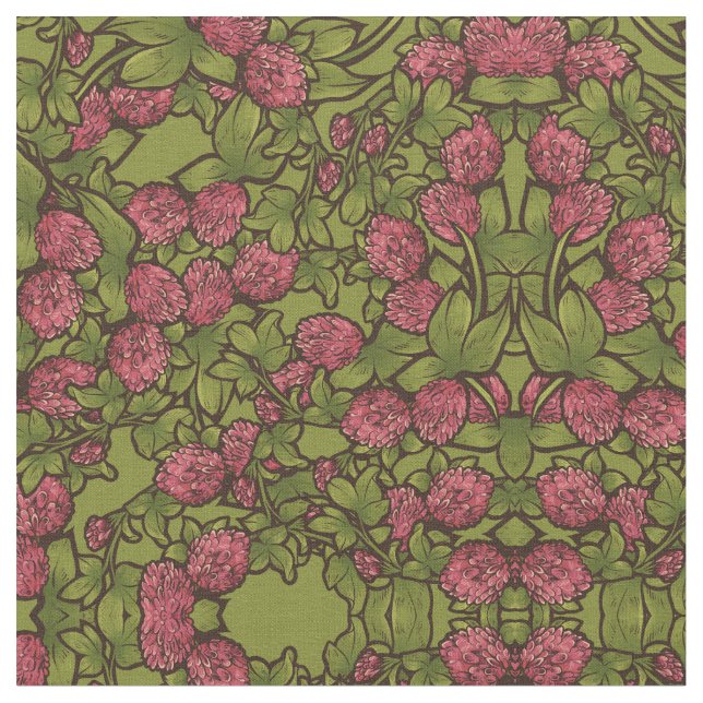 Red Clover Vintage Garden Fabric (Close Up)