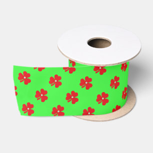 Red clover, white pearle for St. Patrick's day Satin Ribbon