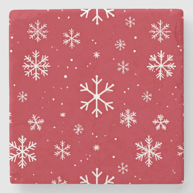 Red coaster with white snowflake pattern (Front)