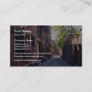 Red Cobblestone Acorn Street flowers Business Card