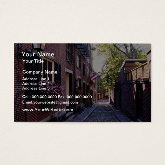 Red Cobblestone Acorn Street flowers Business Card