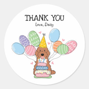 Red Cockapoo Cavapoo Birthday Favour Tags Sticker