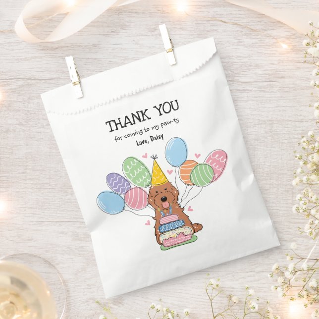 Red Cockapoo Cavapoo Birthday Party  Favour Bags (Clipped)