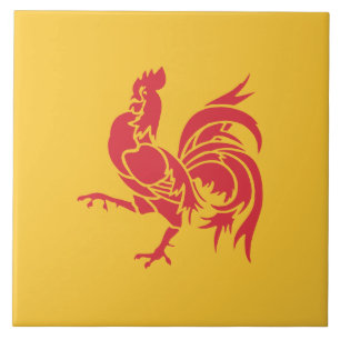 Red Cockerel (Flag of Wallonia) Tile