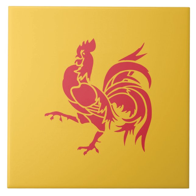 Red Cockerel (Flag of Wallonia) Tile (Front)
