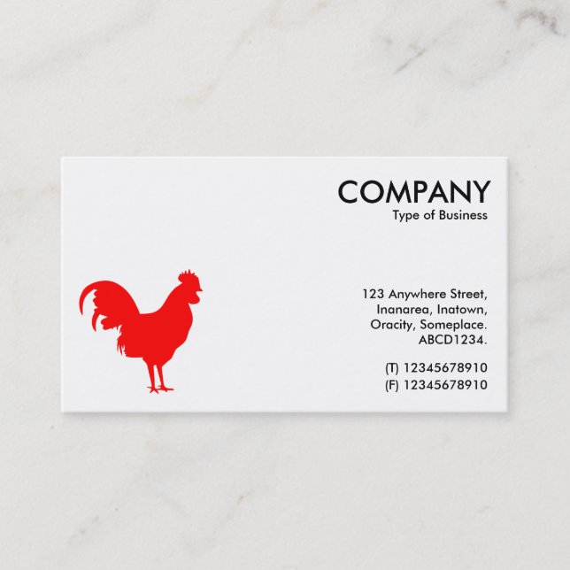 Red Cockerel Symbol - White Business Card (Front)