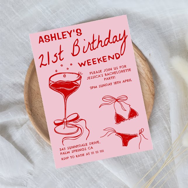 Red Cocktail Birthday Party Invitation (Creator Uploaded)