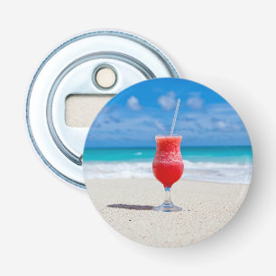 Red Cocktail by the Sea Photo Bottle Opener