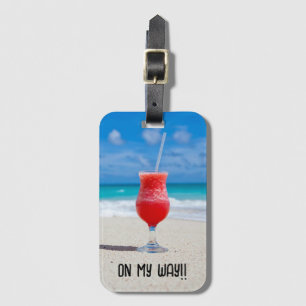 Red Cocktail by the Sea Photo Luggage Tag