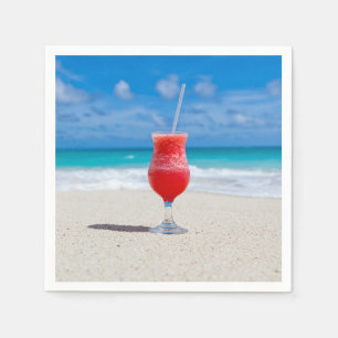 Red Cocktail by the Sea Photo Napkin