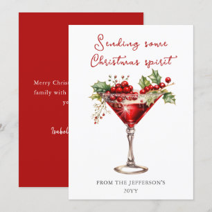 Red Cocktail Christmas Spirit  Holiday Card