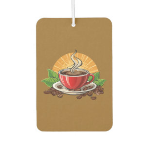 Red coffee cup car air freshener