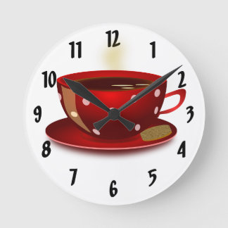 Red Coffee Cup Kitchen Clock