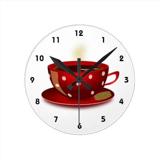 Image of Red Coffee Cup Kitchen Clock