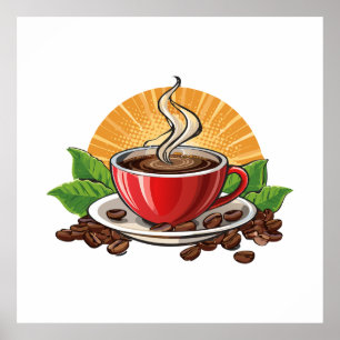 Red coffee cup poster