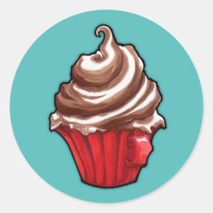 Red Coffee Cupcake teal  Sticker