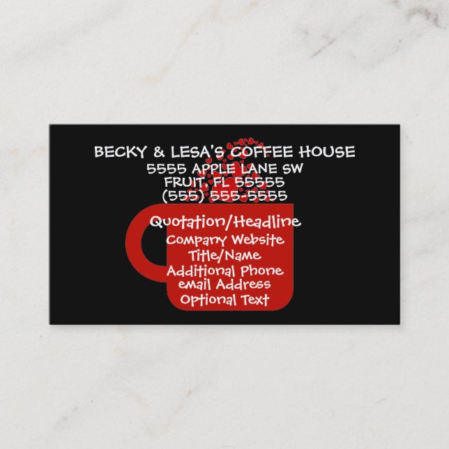 Red Coffee Mug Business Card (Front)