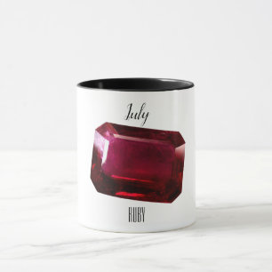 Red Coffee Mug Ruby Gemstone July Birthstone