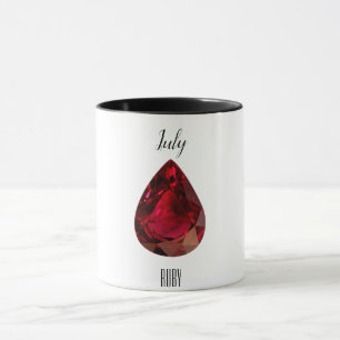 Red Coffee Mug Ruby Gemstone July Birthstone