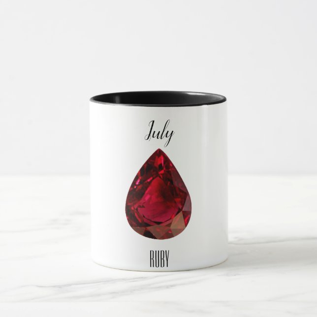 Red Coffee Mug Ruby Gemstone July Birthstone (Center)