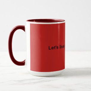 red coffee mug with title>