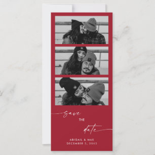 Red Collage B/W Photo Long Wedding Save the Date