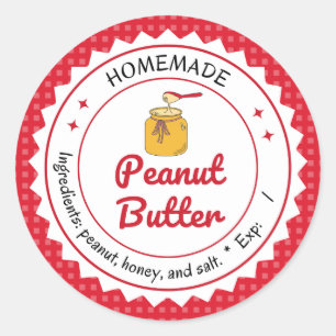 Red Collage Homemade Peanut Butter Plaid Fabric Classic Round Sticker