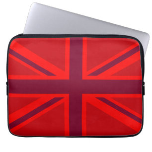Red Color Background British Union Jack Laptop Sleeve