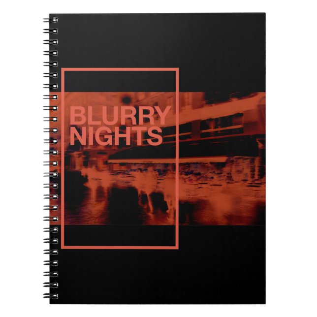 Red color digital art: Blurry Nights Notebook (Front)