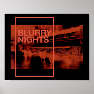 Red color digital art: Blurry Nights Poster