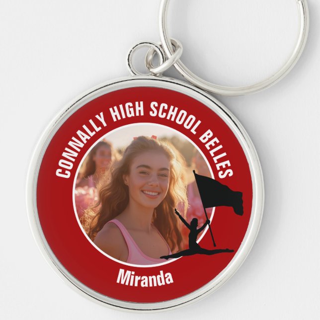 Red Color Guard Photo High School Dancer Key Ring (Front)