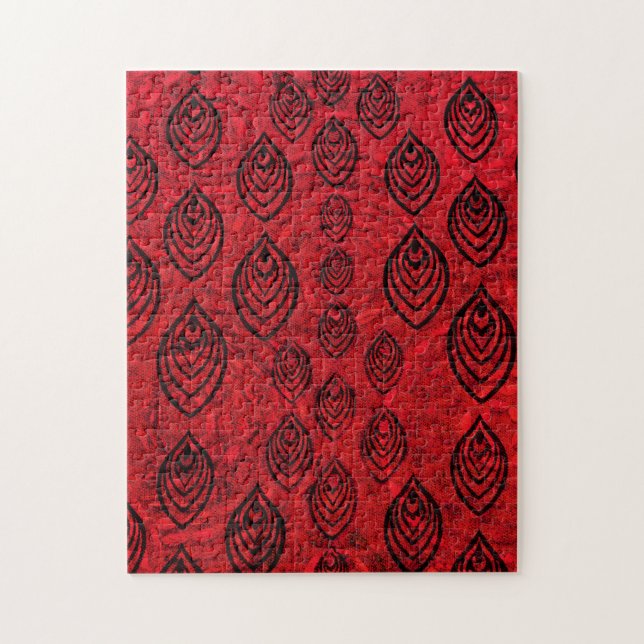 Red color rain / water drops shapes pattern jigsaw puzzle (Vertical)