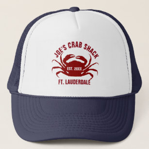 Red Color Sea Crab Illustration Trucker Hat
