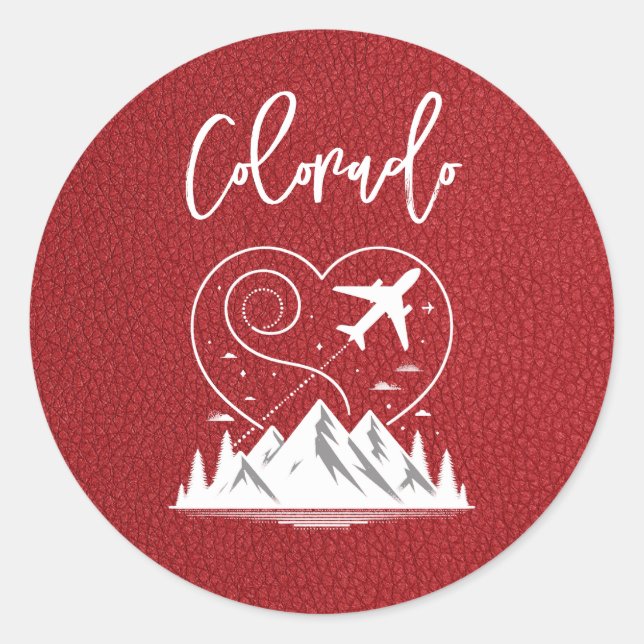 Red Colorado Passport  Classic Round Sticker (Front)
