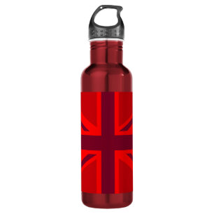 Red Colour Background British Union Jack Customise 710 Ml Water Bottle