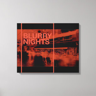 Red colour digital art: Blurry Nights Canvas Print